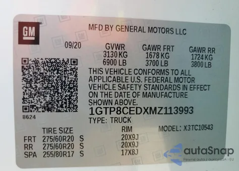 2021 GMC Sierra C1500 Elevation z USA, uszkodzony, nr VIN 1GTP8CEDXMZ113993